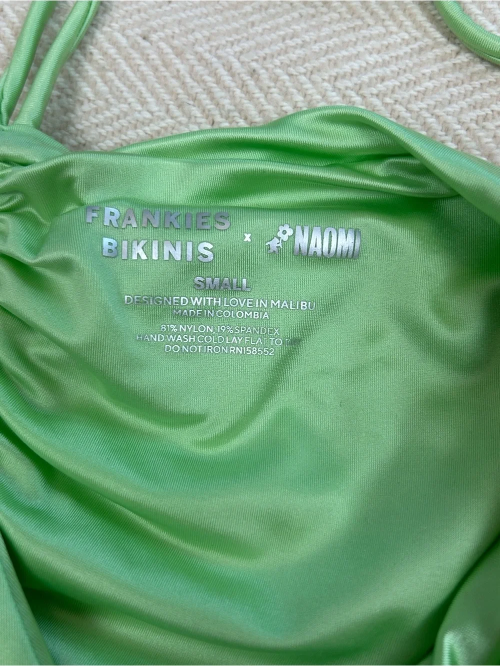 Frankies Bikinis x Naomi Osaka Foxy Satin Bikini Bottom in Honeydew S